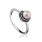 Cute Silver Ring With Mauve Colored Cultured Pearl The Serene, Ring Size: 6 / 16.5, image 