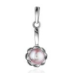 Cute Silver Pendant With Mauve Colored Cultured Pearl The Serene Collection, image 