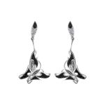 Silver Butterfly Dangles With Black And White Crystals The Jungle, image 