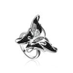 Silver Butterfly Ring With Black And White Crystals The Jungle, Ring Size: 9.5 / 19.5, image 