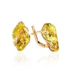 Golden Latch Back Earrings With Citrine, image 