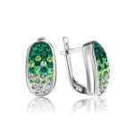 Sterling Silver Earrings With Green Crystals The Eclat, image 