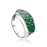Silver Band Ring With Green Crystals The Eclat, Ring Size: 6 / 16.5, image 