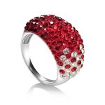 Sterling Silver Ring With Voluptuous Red And White Crystals The Eclat, Ring Size: 7 / 17.5, image 