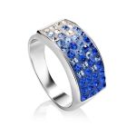 Stylish Silver Ring With Blue And White Crystals The Eclat, Ring Size: 12 / 21.5, image 