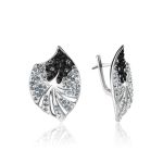 Silver Leaf Shaped Ring With Black And White Crystals The Jungle, Ring Size: 11 / 20.5, image , picture 5