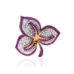 Gold Plated Floral Ring With Purple And White Crystals The Jungle, Ring Size: 9.5 / 19.5, image , picture 6