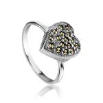 Silver Heart Shape Ring with Marcasites The Lace, Ring Size: 8 / 18, image 
