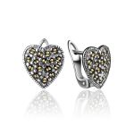 Silver Heart Shaped Earrings With Marcasites The Lace, image 