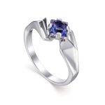 Geometric Silver Ring With Synthetic Sapphire, Ring Size: 8 / 18, image 