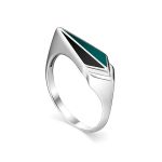 Black And Green Enamel Silver Ring, Ring Size: 6 / 16.5, image 