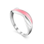 Sterling Silver Ring With Pink Enamel, Ring Size: 5.5 / 16, image 