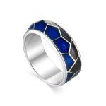 Silver Enamel Band Ring, Ring Size: 7 / 17.5, image 