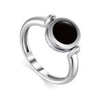 Silver Ring With Black Enamel And Crystals, Ring Size: 8 / 18, image 