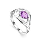 Silver Ring With Bright Amethyst Centerpiece, Ring Size: 6.5 / 17, image 