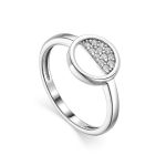 Geometric Silver Ring With Crystals, Ring Size: 6 / 16.5, image 