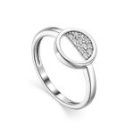Geometric Silver Ring With Crystals, Ring Size: 5.5 / 16, image 