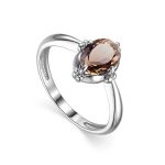 Silver Ring With Smoky Quartz Centerpiece, Ring Size: 7 / 17.5, image 