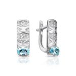 Silver Ring With Synthetic Topaz And White Crystals, Ring Size: 7 / 17.5, image , picture 5
