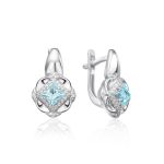 Sterling Silver Floral Earrings With Synthetic Topaz And Crystals, image 