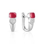 Silver Ring With Red Enamel And White Crystals, Ring Size: 6.5 / 17, image , picture 6