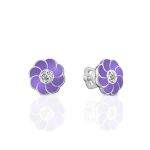 Enamel Floral Studs With Crystal Centerstones, image 