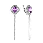 Ultra Chic Silver Dangles With Amethyst And Crystals, image 