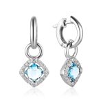 Silver Dangles With Synthetic Topaz Centerstones And Crystals, image 