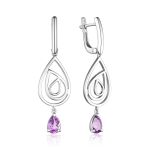 Sterling Silver Dangles With Amethyst, image 