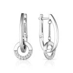Designer Silver Earrings With White Crystals, image 