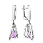 Stylish Silver Dangles With Amethyst, image 