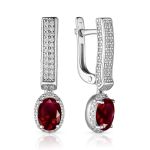 Silver Garnet Dangles With White Crystals, image 