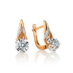 Golden Statement Earrings With White Diamonds, image 