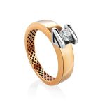 Two Toned Golden Ring With Solitaire Diamond, image 