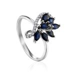 White Gold Floral Ring With Sapphires And Diamonds The Mermaid, Ring Size: 6.5 / 17, image 