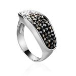 Sterling Silver Ring With Black And White Crystals The Eclat, Ring Size: 6 / 16.5, image 