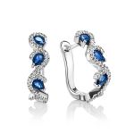 White Gold Latch Back Earrings With Sapphires And Diamonds The Meramaid, image 