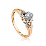 Golden Statement Ring With White Diamonds, image 