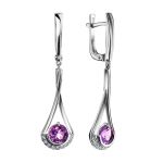 Sterling Silver Dangles With Amethyst And Crystals, image 
