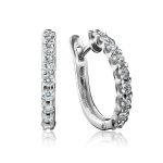 White Gold Latch Back Earrings With Diamond Rows, image 