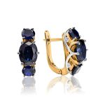 Golden Earrings With Sapphires And Diamonds The Mermaid, image 