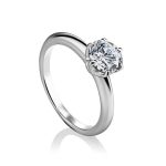 Solitaire Crystal Silver Ring, image 