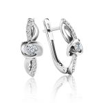 White Gold Latch Back Earrings With Diamonds, image 
