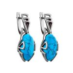 Sterling Silver Earrings With Reconstructed Turquoise Centerpieces, image 