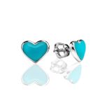 Heart Shaped Silver Studs With Enamel, image 