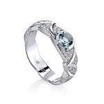 Silver Ring With Synthetic Topaz Centerstone And Crystals, Ring Size: 8 / 18, image 