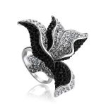 Bold Floral Silver Ring With Crystals The Jungle, Ring Size: 12 / 21.5, image 