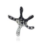 Silver Starfish Ring With Black And White Crystals The Jungle, Ring Size: 9 / 19, image , picture 7