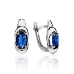 Synthetic Sapphire Silver Earrings, image 