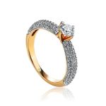 Golden Statement Ring With Diamonds, image 